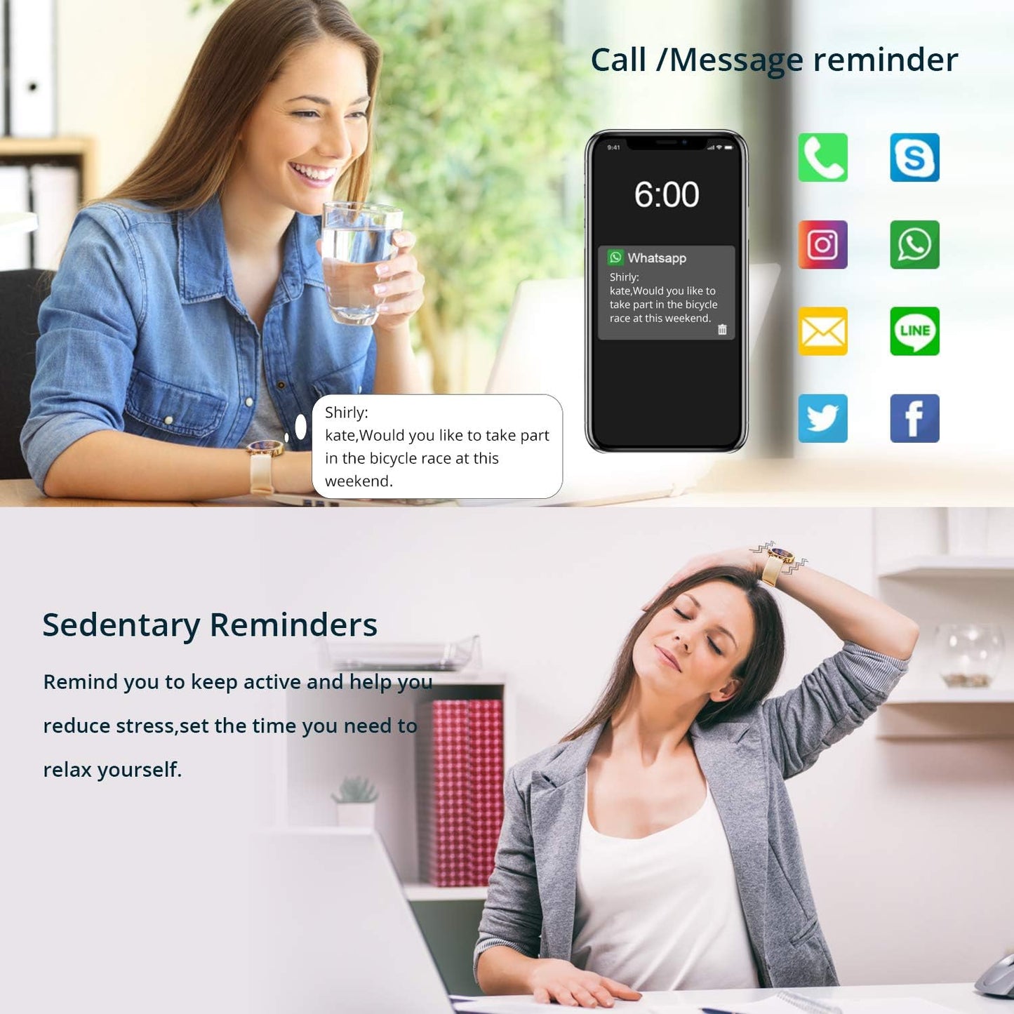 Smart Watch for Women Men,Waterproof Smartwatch with Heart Rate and Blood Pressure Monitor,Bluetooth Fitness Tracker Compatible with Iphone Andriod,Best Present for Couples (Gold)