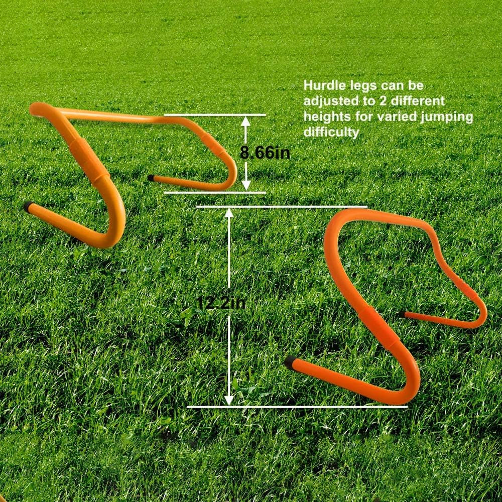 Speed&Agility Training Set – 20Ft Agility Ladder Set with 12 Rungs, 4 Adjustable Training Hurdle, 12 Disc Cones, 2 Resistance Bands, 1 Running Parachute and Footwork Drills Equipment