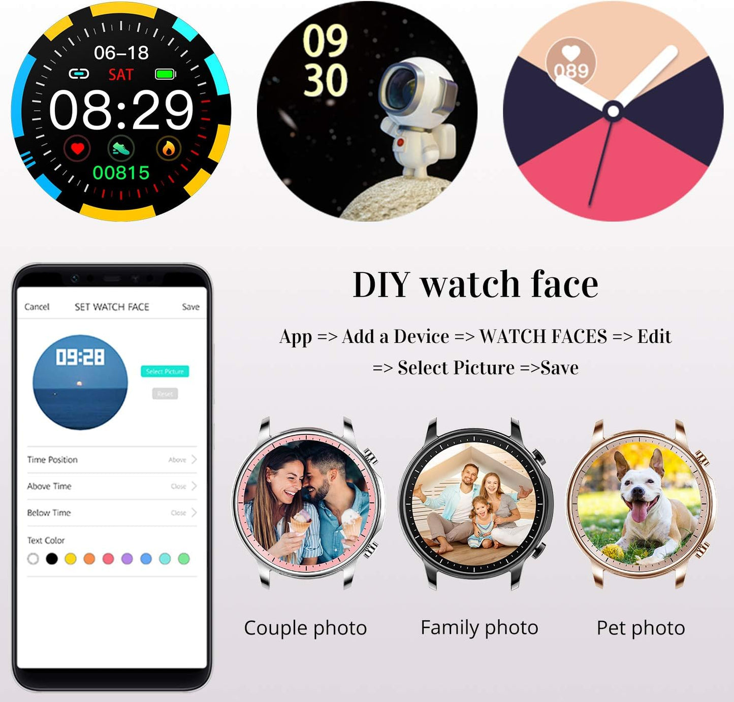 Smart Watch for Women Men,Waterproof Smartwatch with Heart Rate and Blood Pressure Monitor,Bluetooth Fitness Tracker Compatible with Iphone Andriod,Best Present for Couples (Gold)