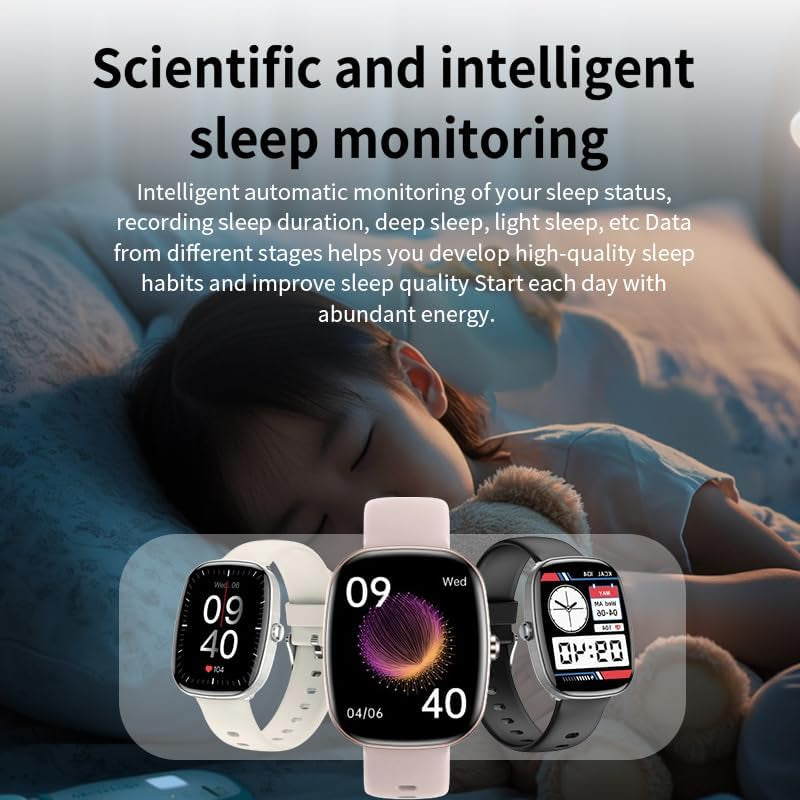 Smart Watch for Men, Women Fitness Tracker Answer/Make Calls, 1.83’ IP68 Waterproof/Heart Rate Sleep Monitor/Blood Oxygen Measurement/100+ Sports Modes Compatible with Android Ios 3 Straps(Black)