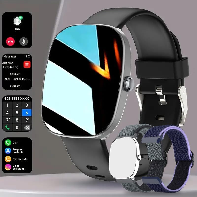 Smart Watch for Men, Women Fitness Tracker Answer/Make Calls, 1.83’ IP68 Waterproof/Heart Rate Sleep Monitor/Blood Oxygen Measurement/100+ Sports Modes Compatible with Android Ios 3 Straps(Black)