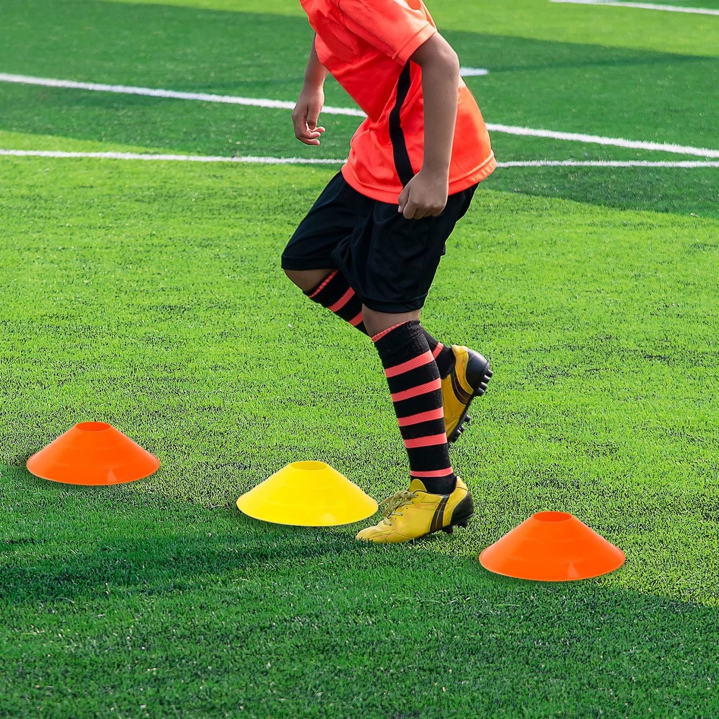 Agility Ladder Speed Training Set: 12 Rung 20Ft Soccer Training Equipment for Kids with 12 Cones, 4 Steel Stakes, Instruction Manual & Carrying Bag for Football Exercise Sports Footwork Training