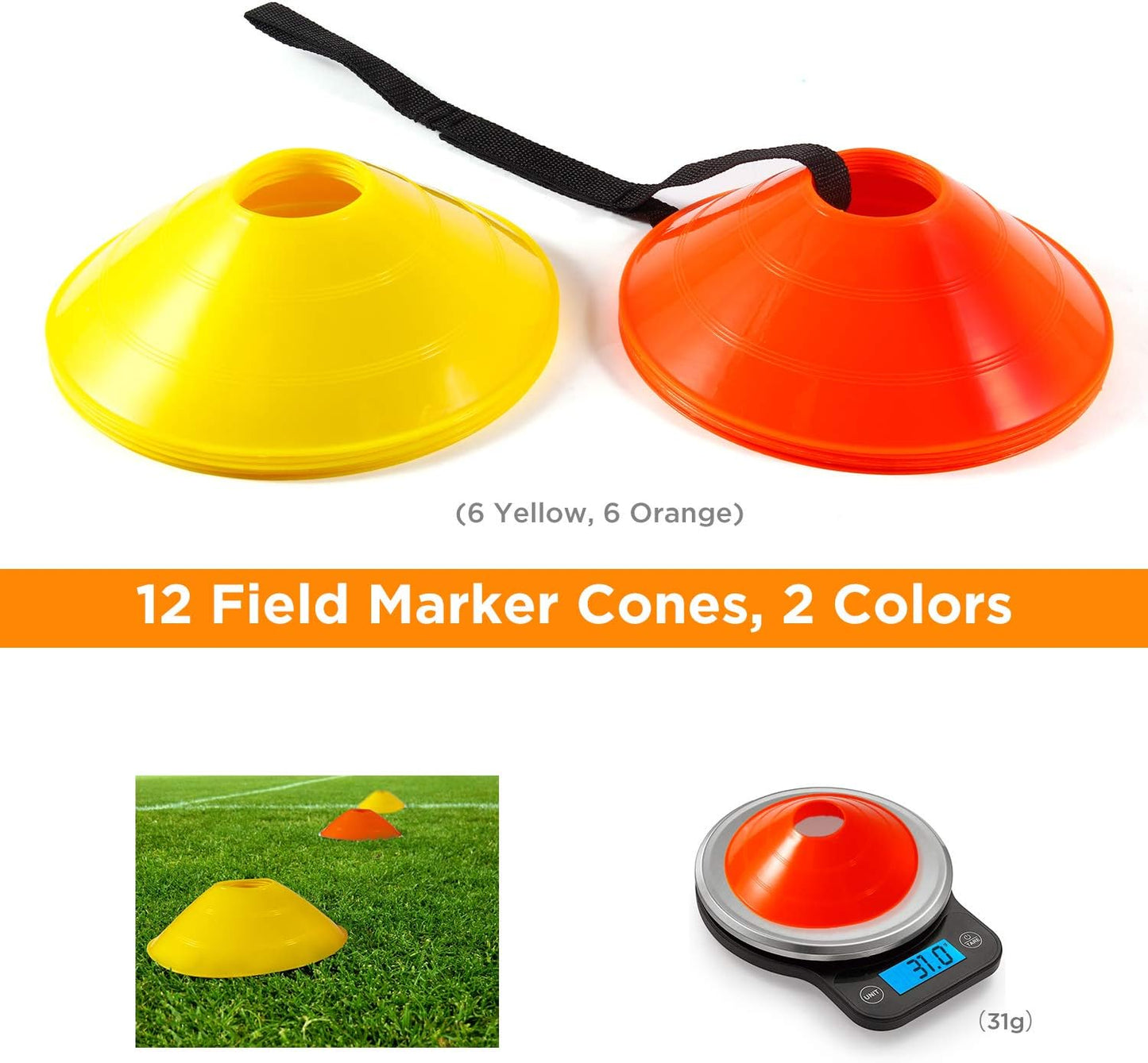 Agility Ladder Speed Training Set: 12 Rung 20Ft Soccer Training Equipment for Kids with 12 Cones, 4 Steel Stakes, Instruction Manual & Carrying Bag for Football Exercise Sports Footwork Training