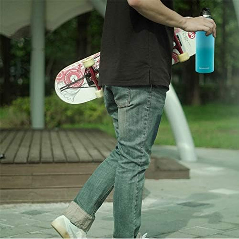 Stainless Steel Insulated Water Bottle 25 Oz with 3 Lids, Vacuum, Insulated Stainless Steel, Hot Water, Cold Water, Sports Water Bottle (Blue)