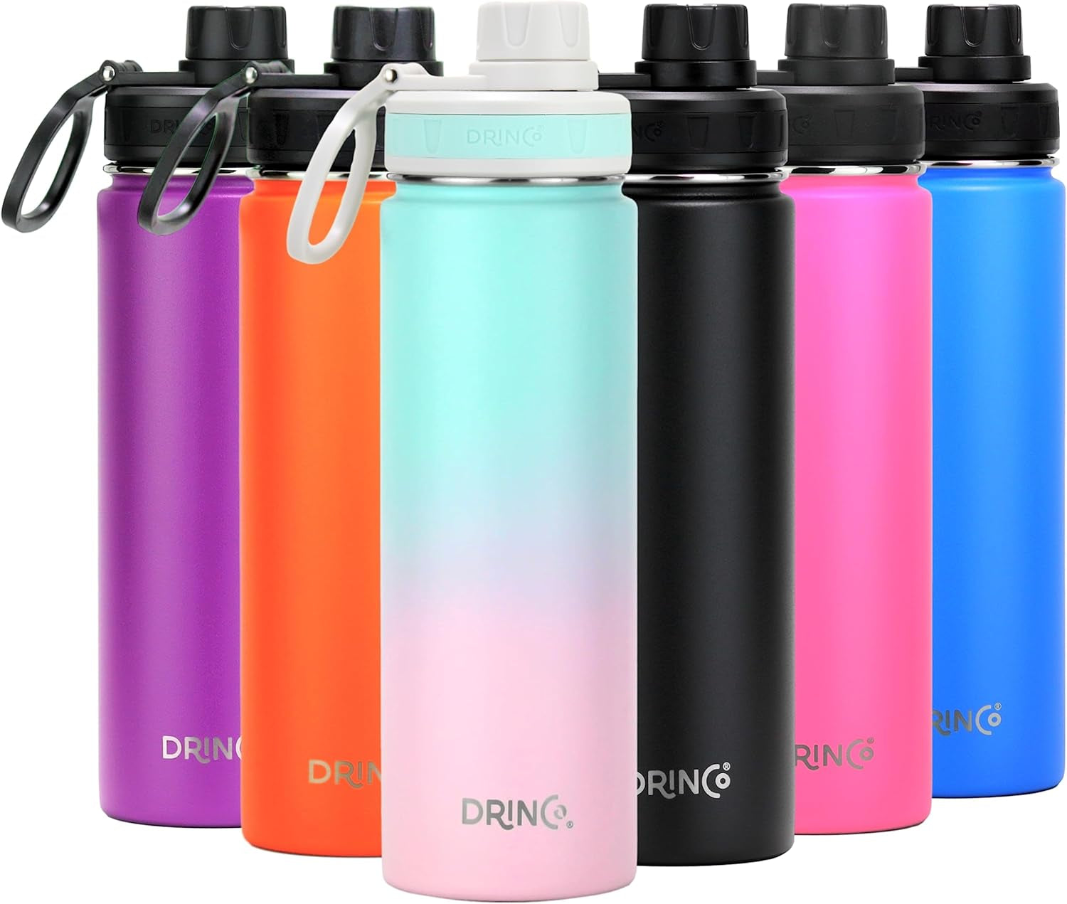 Stainless Steel Water Bottle Spout Lid Vacuum Insulated Double Wall Water Bottle Wide Mouth (40Oz 32Oz 22Oz 18Oz 14Oz) Leak Proof Keeps Cold or Hot (22 Oz, 22Oz Macaron)