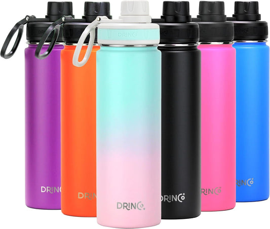 Stainless Steel Water Bottle Spout Lid Vacuum Insulated Double Wall Water Bottle Wide Mouth (40Oz 32Oz 22Oz 18Oz 14Oz) Leak Proof Keeps Cold or Hot (22 Oz, 22Oz Macaron)