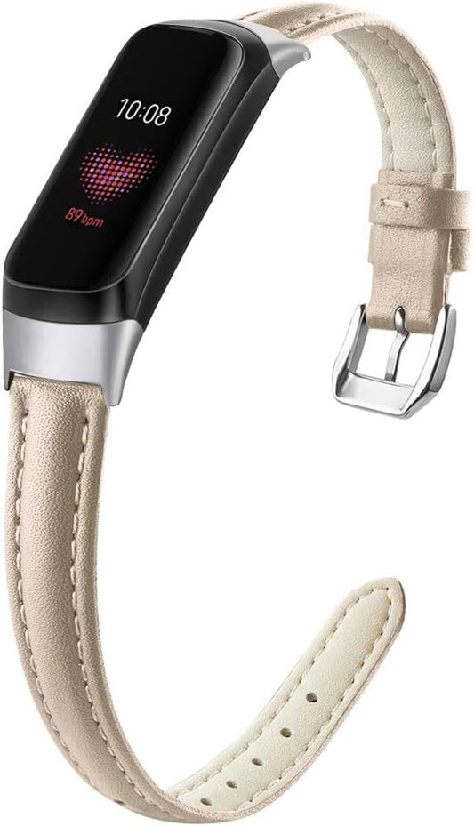 Compatible with Samsung Galaxy Fit Bands, Adjustable Soft Leather Wristband Replacement Watch Band Strap Accessory Bracelet for Samsung Galaxy Fit SM-R370 Fitness Smartwatch,Large Small
