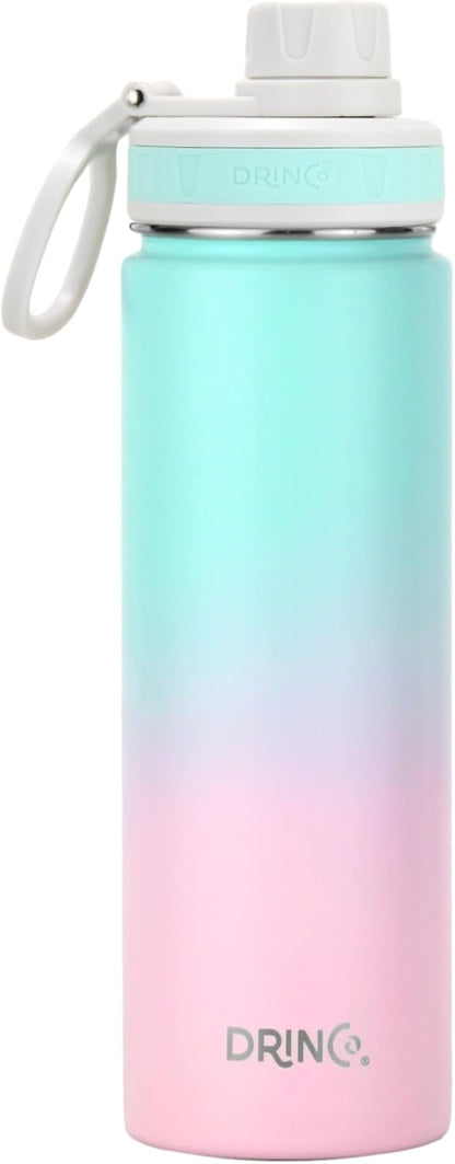 Stainless Steel Water Bottle Spout Lid Vacuum Insulated Double Wall Water Bottle Wide Mouth (40Oz 32Oz 22Oz 18Oz 14Oz) Leak Proof Keeps Cold or Hot (22 Oz, 22Oz Macaron)