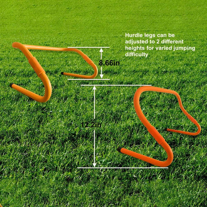 Speed&Agility Training Set – 20Ft Agility Ladder Set with 12 Rungs, 4 Adjustable Training Hurdle, 12 Disc Cones, 2 Resistance Bands, 1 Running Parachute and Footwork Drills Equipment